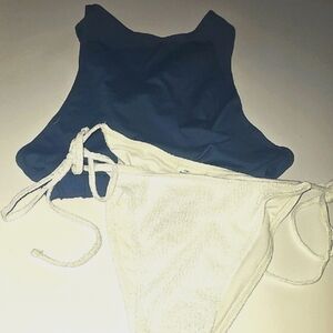 Lulus Blue and White Bikini Set Size‎ L
